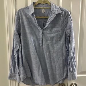 GAP long sleeve blue and white stripe blouse